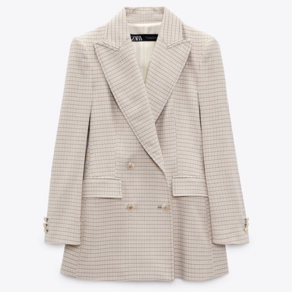 Zara Jackets & Blazers - NWT Zara Plaid Structured Double Breasted Oversized Blazer XS